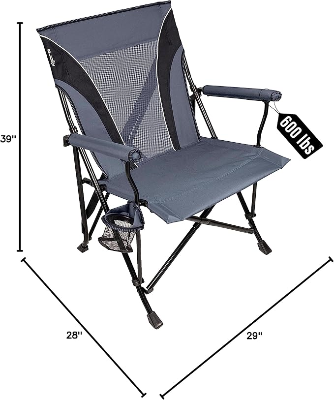 Kijaro Oversized Heavy Duty Atlas Portable Camping Chair Hallett Peak Gray - 600 LB Weight Capacity