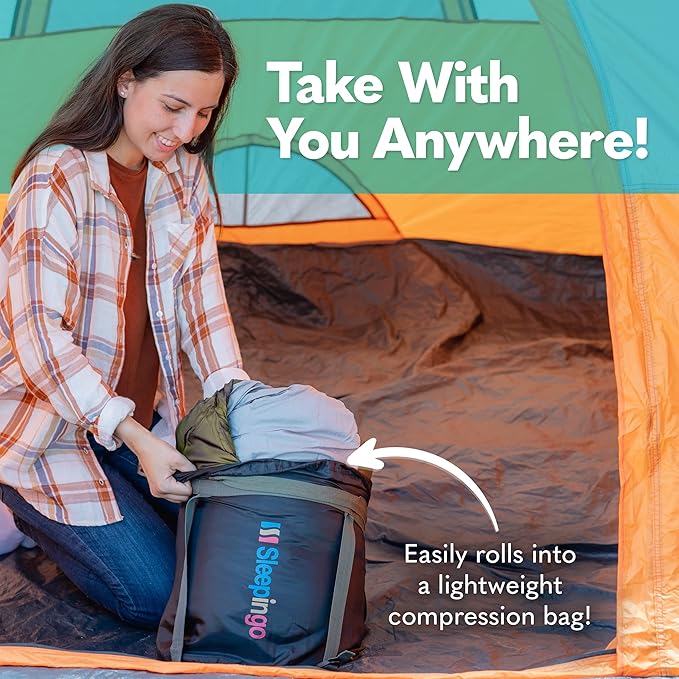 Double Sleeping Bags for Adults Backpacking Camping or Hiking - Waterproof Queen Sleeping Bags for Adults or Teens - Truck Tent Sleeping Pad