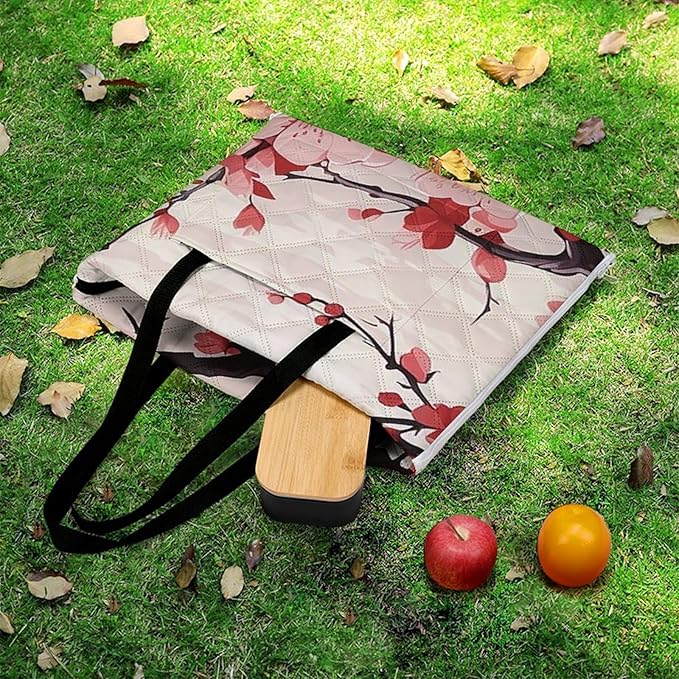 Zipper Japanese Floral Cherry Blossom Style Picnic Mat Suitable for Travel Camping Park Or Home Use