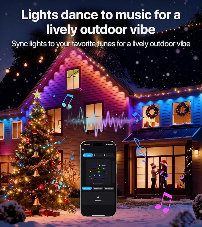Permanent Outdoor Lights 150FT RGB+IC LED Lights with Smart APP &amp Remote Control 72 Scene Modes Waterproof IP65 for Holiday Christmas Yard Decorations(Extension Cord Not Included)