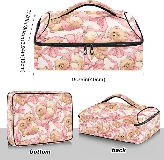 Casserole Carrier Adorable DogInsulated Casserole Carrier for Hot or Cold Food Thermal Lunch Tote for Potluck Parties Picnic Beach Fits 9 x 13 Inches Baking Dish