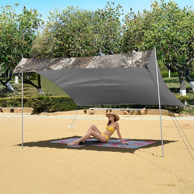 ALAZA Snake Print Beach Tent Sun Shelter UPF50+ Protection Beach Shade Canopy w/ 4 Sandbags for Outdoor Camping Fishing Backyard Fun Picnic 10x9 ft