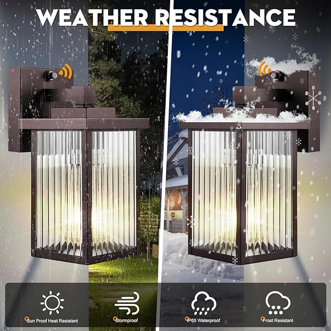 Outdoor Wall Lights for House Exterior Dusk to Dawn Porch Lights Outdoor Waterproof Matte Black Front Door Light Fixture &amp Garage Lighting with Wall Mount Sconce(Oil-Rubbed Bronze)