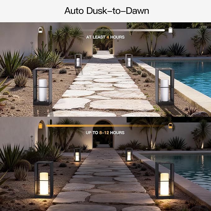 17 Tall Solar Floor Lamp 3000K LED Solar Lanterns Outdoor Waterproof Modern Outdoor Lights for Patio Large Pathway Lights Solar Powered Dusk to Dawn Floor Lamps for Yard Pathway Garden Porch