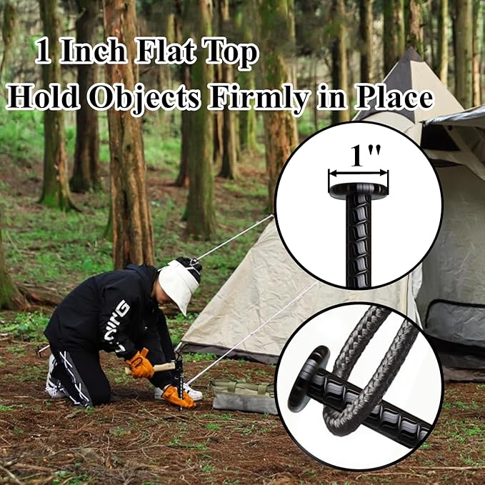 16 Inch Rebar Stakes 10 Pack Heavy Duty Ground Anchors 1/2 Inch Diameter Galvanized Steel Asphalt Anchoring Metal Spikes for Speed Bump Parking Curb and Camping Tent