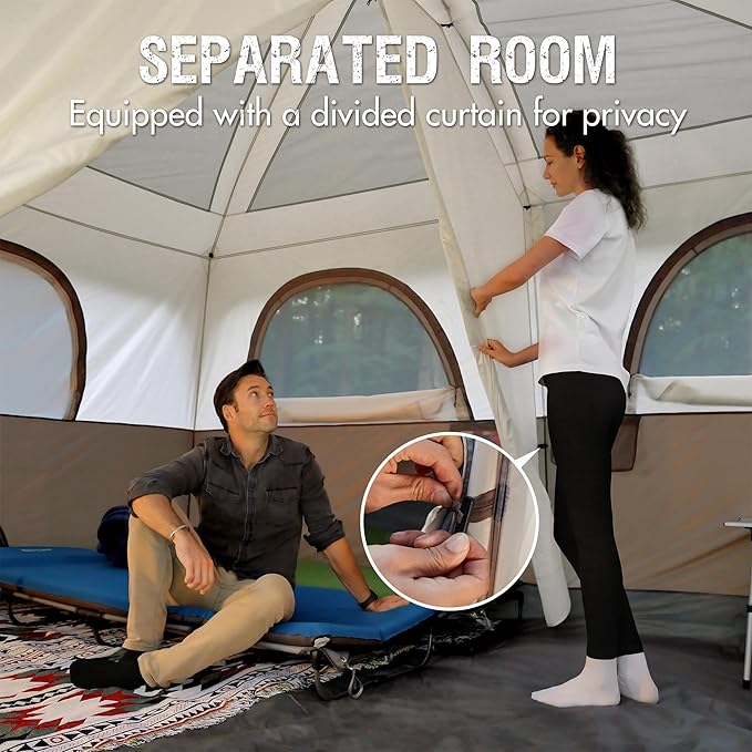 PORTAL 6 | 8 | 10 Person Family Camping Tent with Porch Big Family Camping Tent with Tall Height Good Ventilation Water Resitant Large Tent for Outdoor Camping Backyard