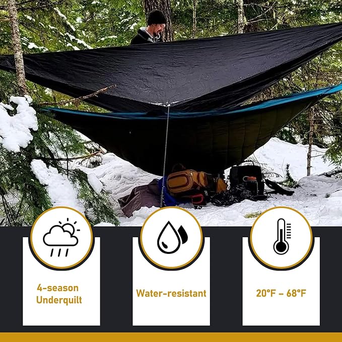 AYAMAYA Single &amp Double Hammock Underquilt Full Length Big Size Under Quilts for Hammocks Camping Backpacking Essential Winter Cold Weather Warm UQ Blanket Bottom Insulation