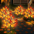 Fall Solar Pathway Lights 4PCS Autumn Outdoor Harvest Decorations Waterproof Maple Leaves Lights for Lawn Yard Garden Patio Walkway Driveway Landscape Lighting Auto On/Off