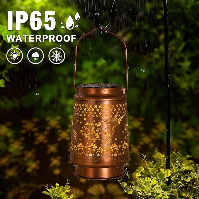 Hummingbird Solar Lanterns Outdoor Waterproof - Birthday Gifts for Women Mom Grandma Mothers Day Gifts Hanging Solar Lights for Yard Patio Porch Garden Decor