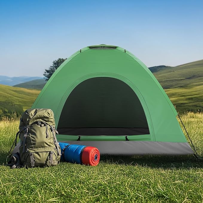 Outvita Camping Dome Tent 1-4 Person Waterproof Windproof Easy Setup Spacious Family Tents with Carry Bag &amp Rain Fly for Hiking Backpacking Traveling Glamping Beach