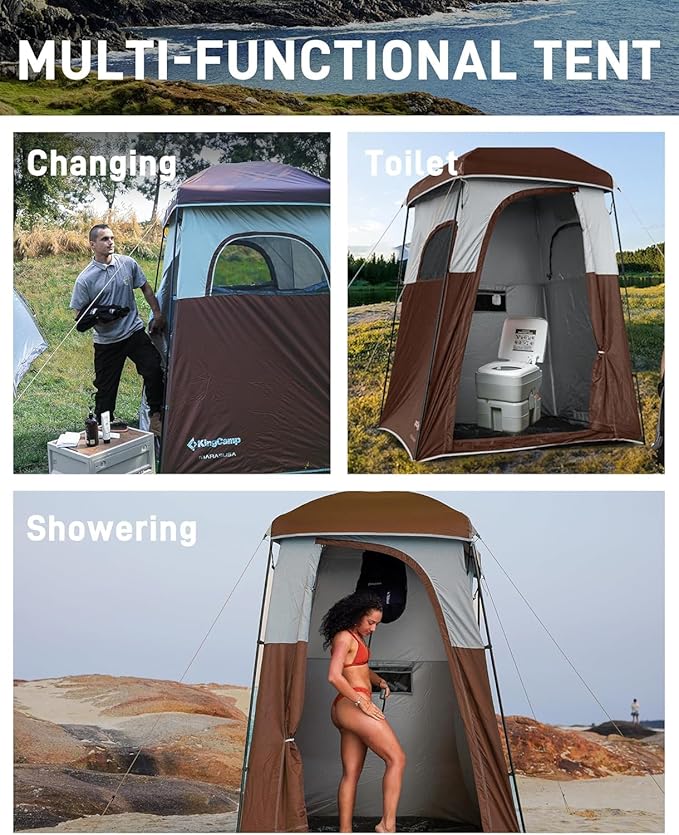 KingCamp Shower Tent Portable Privacy Tent Outdoor Camping 1/2 Room Toilet Tents with Shower Bag &amp Dressing Room for Beach Camping &amp Hiking