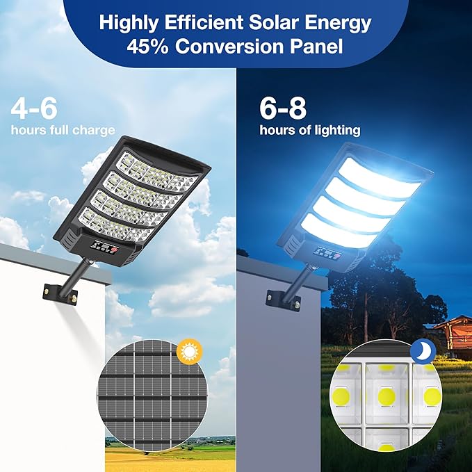 Solar Lights Outdoor Solar Street Lights Outdoor Dusk to Dawn with Motion Sensor &amp Remote Control Wide Angle Solar Flood Lights Outdoor IP67 Waterproof for Parking Lot Yard &amp Driveway (4PAC