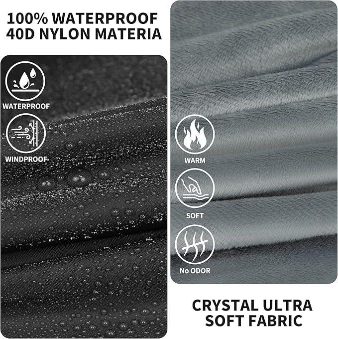 EULANT Large Wearable Camping Blanket with Crystal Velvet LiningWaterproof Windproof Warm Outdoor Camping Blanket