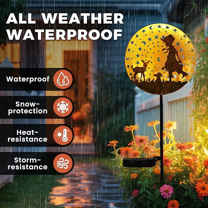 Solar Garden Lights Metal Shepherdess Sculpture Pathway Stakes Waterproof Outdoor Decorative Lights for Yard Patio Garden Porch Gifts for Women Mom 1 Pack