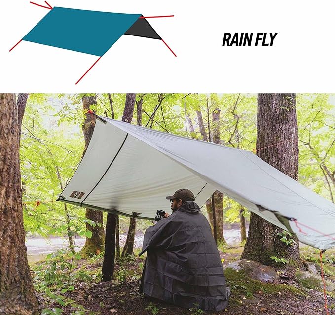 Grand Trunk Moab Multi-Use Tarp Shelter | Waterproof SIL Nylon Hammock &amp Camping Tarp | 9’8” x 6’8” | Includes Cord &amp 8” Aluminum Stakes | Green Mint