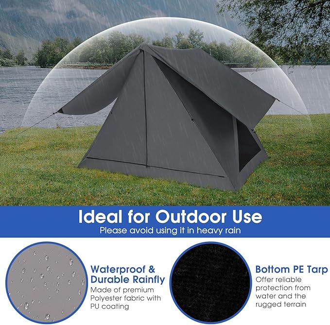 Goplus Pop-up Camping Tent 2-3 Person 360° One-Way See-Through Family Tent Waterproof Windproof 4-Season Shelter Tent w/Carry Bag Rainfly Easy Setup Portable Tent for Backpacking Hiking Outdoor