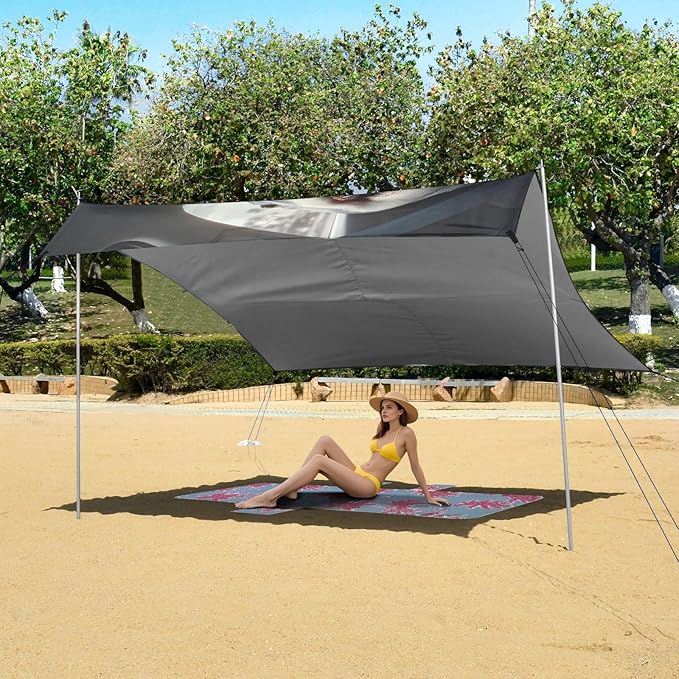 ALAZA Sharks Driving Funny Animals Beach Tent Sun Shelter UPF50+ Protection Beach Shade Canopy w/ 4 Sandbags for Outdoor Camping Fishing Backyard Fun Picnic 10x9 ft