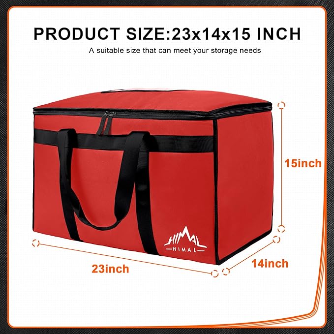 Himal Outdoors Insulated Food Delivery Bag XXXL-23Wx15Hx14D inches Premium Insulated Grocery Bag for HOT/COLD Food Delivery Fit for Uber Eats Doordash Commercial Catering Transportation (Red)
