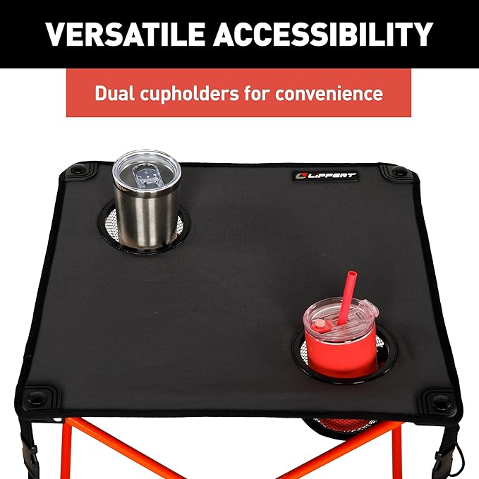 Lippert Baja Overlanding 3-Piece Chair &amp Table Set 600-Denier Polyester Folding Chairs Dual Cupholders Innovative Scoop for Ultimate Comfort Fold-up Convenience - 2023053719