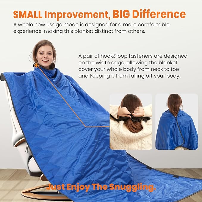 4-in-1 Large Outdoor Blanket - Waterproof &amp Windproof Thickened Warm Fleece Camping Blanket for Stadium Hiking Sporting Events - 81x57 Packable (Sapphire Blue)