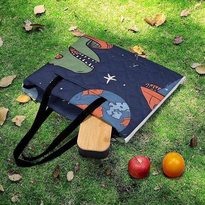 Zipper Funny Astronaut Dinosaur Rocket Style Picnic Mat Suitable for Travel Camping Park Or Home Use