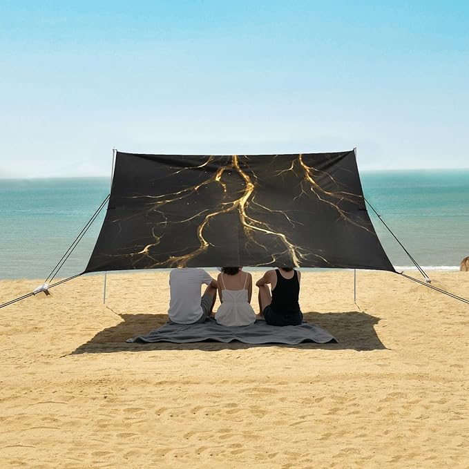 Marble PrintCamping Sun Shelters 9.2 x 10.5 FT Beach Canopy Tent Sun Shade with Carrying Bag for Camping Trips Fishing Backyard Fun or Picnics 21341094