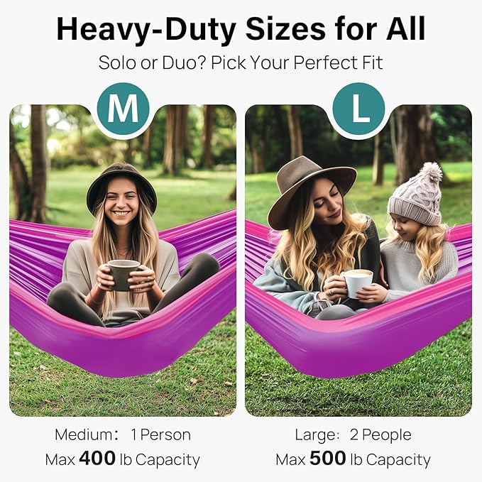 Kootek Camping Hammock Portable Hammocks with Tree Straps &amp Attached Carry Bag Camping Essentials Gear Perfect for Outside Indoor Hiking Beach Backpack Travel