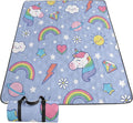 Outdoor Picnic BlanketPortable Sandproof Waterproof Picnic MatRainbow Unicorns Printed Camping Beach Mat for Sand and Wet Grass Hiking (Rainbow Unicorns L)