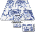 Blue and White Chinese Style Chinoiserie Folk Waterproof Outdoor Picnic Blanket Sandproof Beach Mat for Camping Hiking Grass Travelling