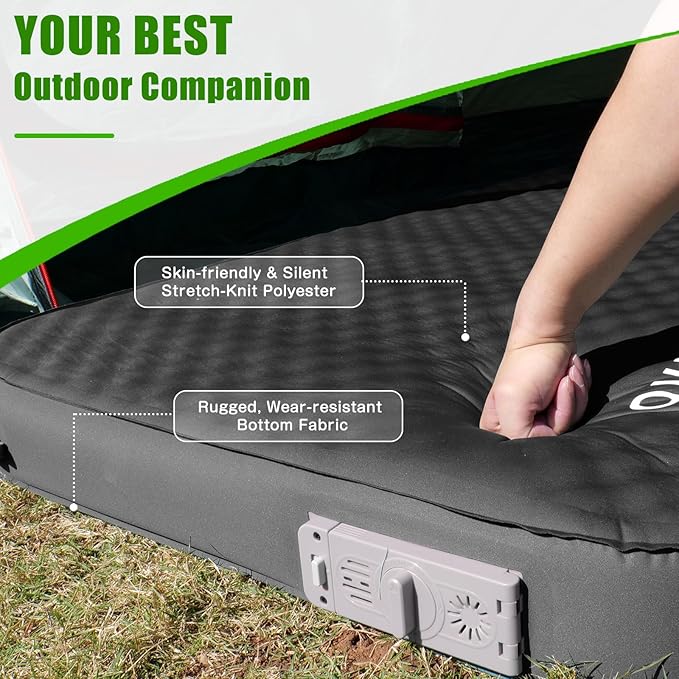 Self Inflating Sleeping Pad for Camping 4 Extra-Thick Memory Foam Camping Mattress with Electric Pump Fast Inflate &amp Deflate 9.5 R-Value Insulated Camping Pad for Car Travel Tent Cot Grey