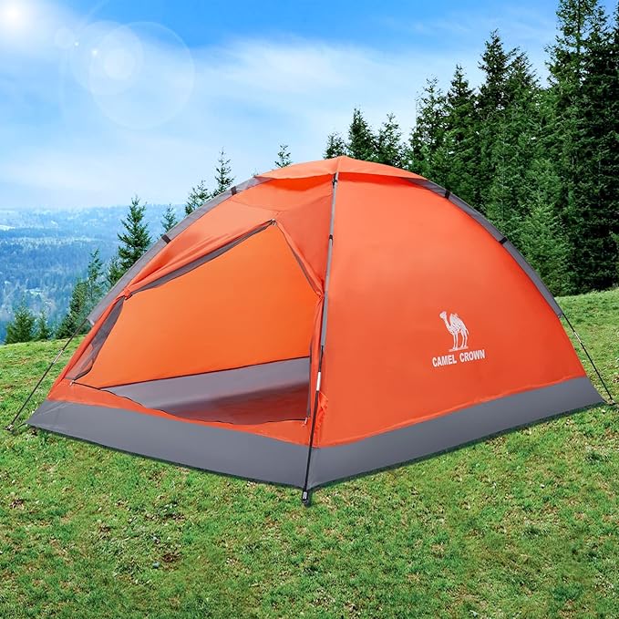 CAMEL CROWN 2/3/4 Person Camping Tent with Removable Rain Fly Easy Setup Outdoor Tents Water Resistant Lightweight Portable for Family Backpacking Camping Hiking Traveling
