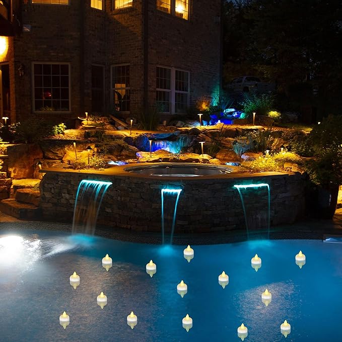 72 Pack Flameless Flickering Floating Tea Lights Warm White Battery Operated Outdoor Waterproof Candles LED Votive Tealight Candles Bulk for Wedding Centerpiece Vase Pond Halloween Decorations