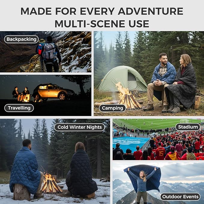 ATEPA Wearable Sleeping Bag Recycled Warm Winter Camping Blanket Wearable Poncho for Outdoor Stadium Sports Women Men