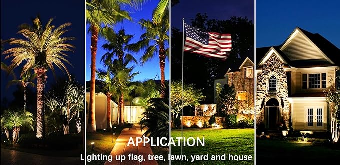 LED Outdoor Spotlight Flag Light 120V 10W Waterproof Spot Lights for Yard Flagpole House Tree Plug in Christmas Landscape Lighting (10W Warmwhite)