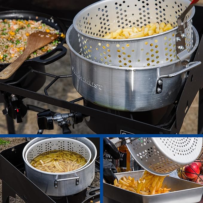 Propane Double Burner for Outdoor Cooking Two Camping Stove with Removable Windscreen and Detachable Legs Stand for Home Brewing Camping BBQ