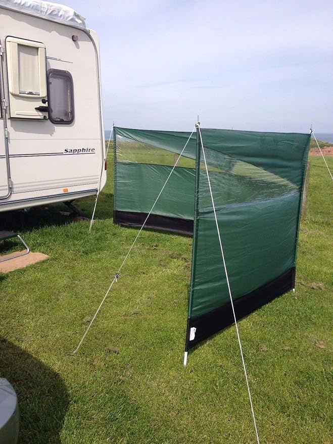Windbreaker Privacy Camping Screen 3 Panel Blocker Garden Beach 197 x 60 (Forest Green)