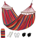 Camping hammocks Single Camping Hammock 450lbs Durable Canvas Fabric with Two Anti Roll Balance Beam and Sturdy Metal Knot Tree Straps for Backpacking Travel Beach Backyard + Travel Bag