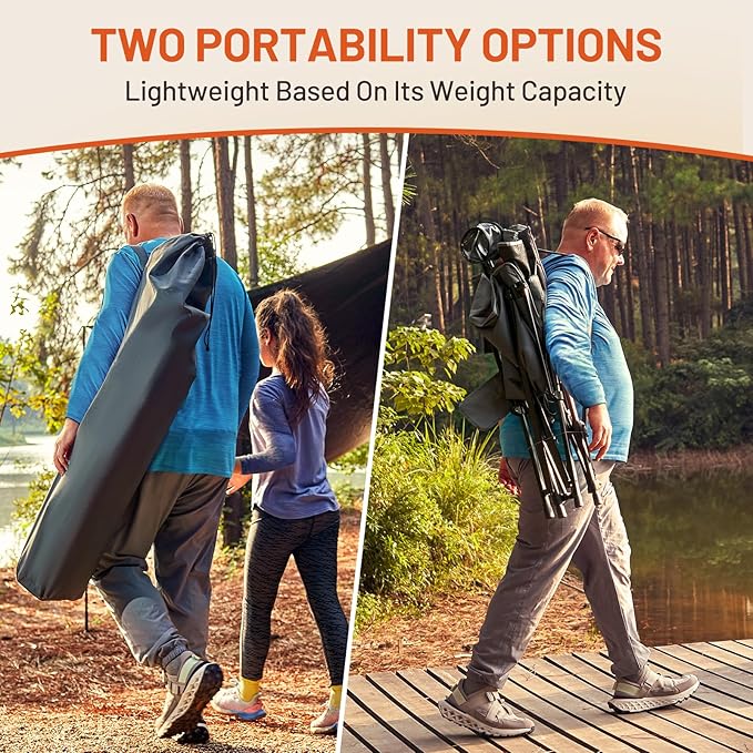 TIMBER RIDGE Oversized Heated Camping Chair with Lumbar Support Portable Folding High Back Chair Heavy Duty for Adults Supports 450 LBS for Outdoor Camping Lawn 2 Pack