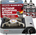 Chef-Master 90011 Butane Countertop Stove 10 000 BTU Portable with Carry Case High Performance Piezo Ignition Brass Burner Safety Stop