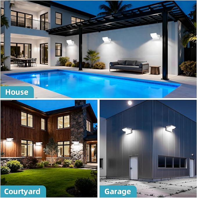 40W LED Flood Lights Outdoor LED Sconce Waterproof 350°Rotation White Exterior Lighting Fixture 6000K for Barn Yard Garage Building Area Backyard