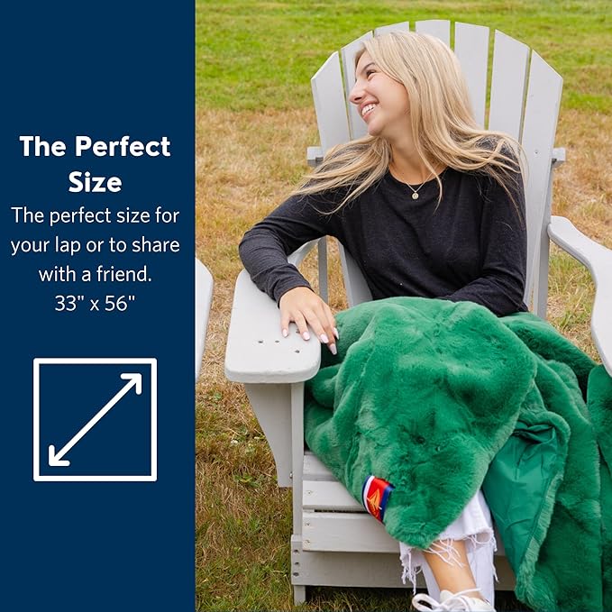 Pretty Rugged Faux Mink Luxe Customizable Long Lap Blanket Waterproof and Reversible Machine Washable Fuzzy Throw Green