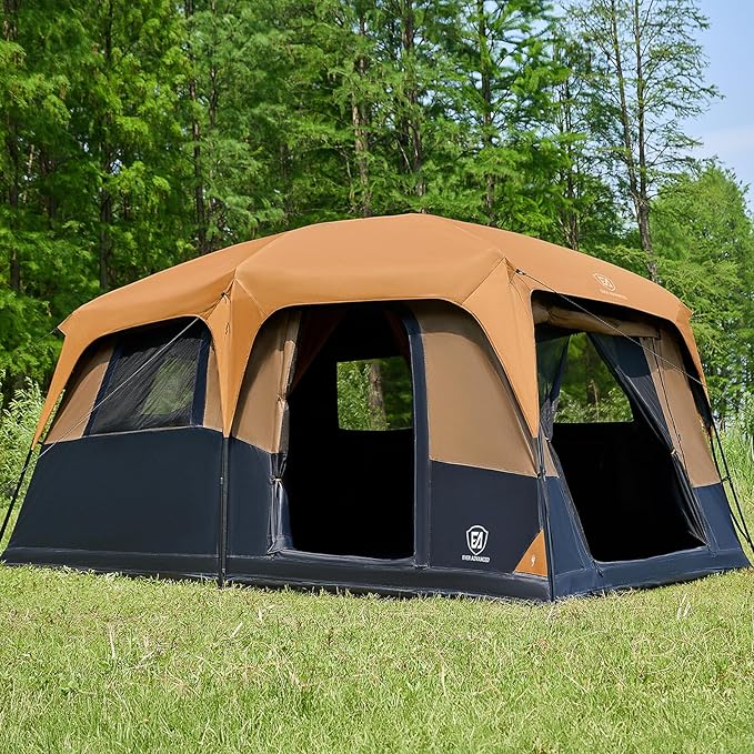 EVER ADVANCED 10 Person Camping Blackout Design Tent Multi Room Tent for Family Large Tents with Rainfly and Carry Bag 2 Doors Water-Resistant 14ft x 10ft x 84in