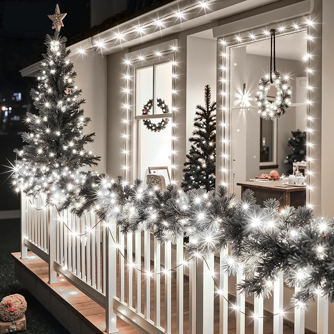 492FT 1500 LEDs String Lights with Remote Dimmable 8 Modes Timer &amp Memory Function Fairy Rope Light for Christmas Tree Indoor Decor-Cool White