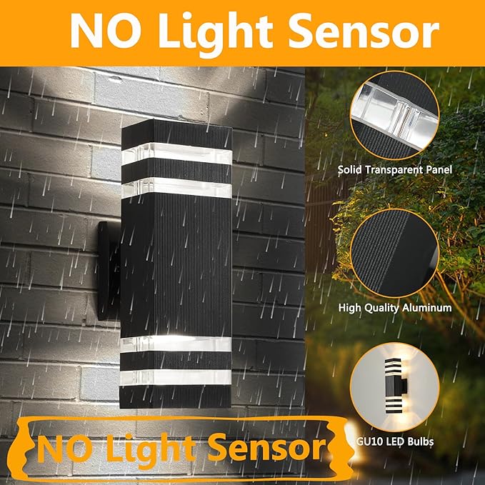 Outdoor Light FixtureModern Outdoor Wall LightBlack Exterior Wall SconceWaterproof Outside Porch Lights For HouseGarageInclude 2*7W Led Bulbs 12.8 Inches 2-Tier Front Porch Light 2 Packs