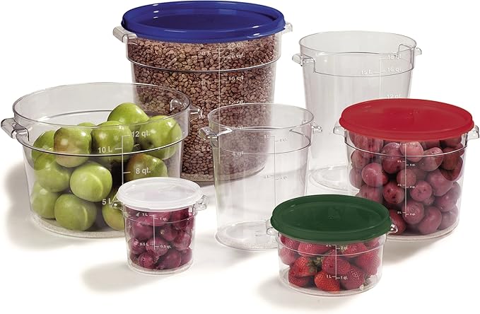 Carlisle FoodService Products Storplus Round Food Storage Container Lid with Stackable Design for Catering Buffets Restaurants Polypropylene (Pp) 2 To 4 Quarts Forest Green (Pack of 12)