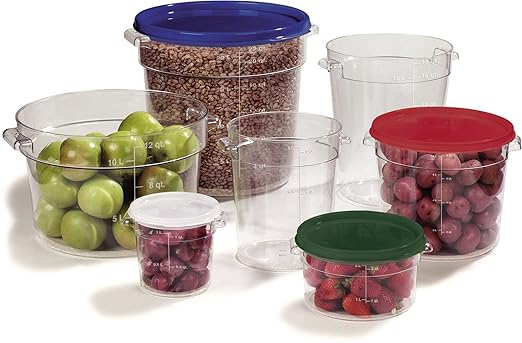 Carlisle FoodService Products Storplus Round Food Storage Container with Stackable Design for Catering Buffets Restaurants Polycarbonate (Pc) 18 Quart Clear
