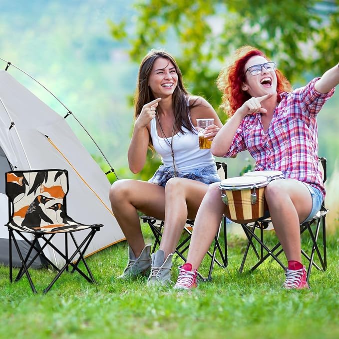 Fishpenguins and Penguins Portable Camping Chairs Folding Chair - Durable Oxford Fabric Lightweight Iron Frame Easy Fold Design - Ideal for Outdoor Activities Camping Fishing and Travel
