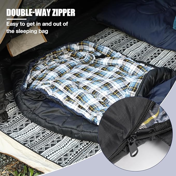 REDCAMP Cold Weather Mummy Sleeping Bag Warm Flannel Cotton Sleeping Bag for Adults Warm and Machine Washable Perfect for Winter Camping