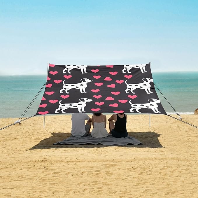 Spotted Dog Camping Sun Shelter Beach Tent Portable Beach Sun Shade Outdoor Canopy for Camping Trips Fishing Picnic