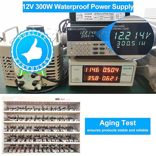 inShareplus 12V 300W Power Supply AC 80-265V to DC 12 Volt 25A IP67 Waterproof LED Power Supply Low Voltage Transformer Outdoor Driver with 3-Prong Plug 3.3 Feet Cable for LED Light Outdoor Use